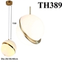Đèn thả thủy tinh đơn TH389, quả cầu lệch màu trắng đục, E27x01, KT(mm): D250